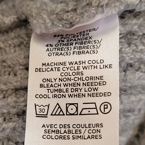NWT Loft Chunky Knit Polyester Blend  Sweater Light Gray Size Large - Picture 6 of 9